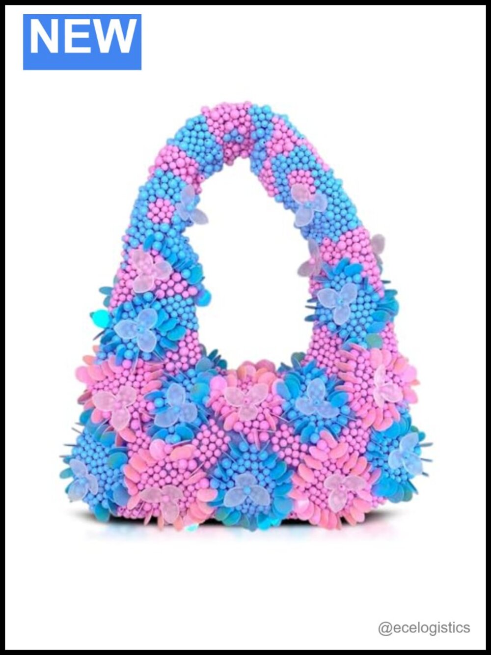 Beaded Flowers Clutch Purse Handbag Evening Party Wedding Tote